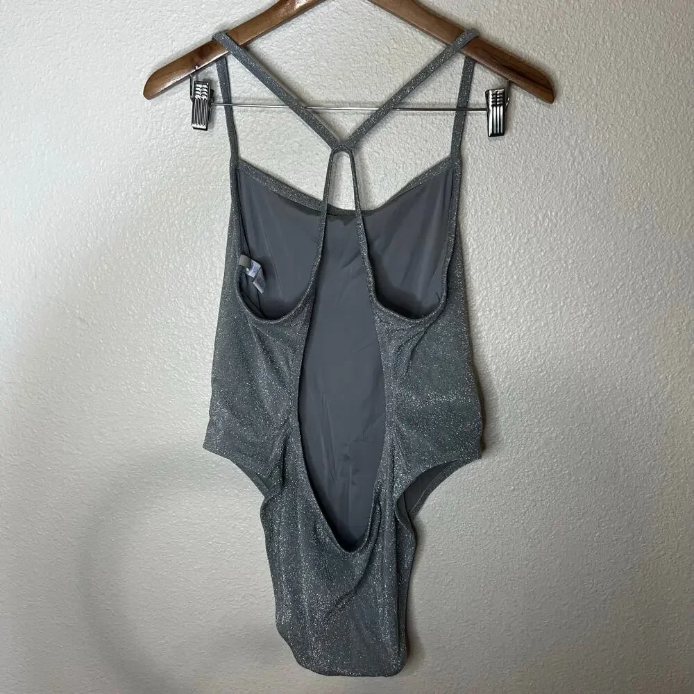 SKIMS Silver glimmer glitter one piece swimsuit WOMENS 4X Plus